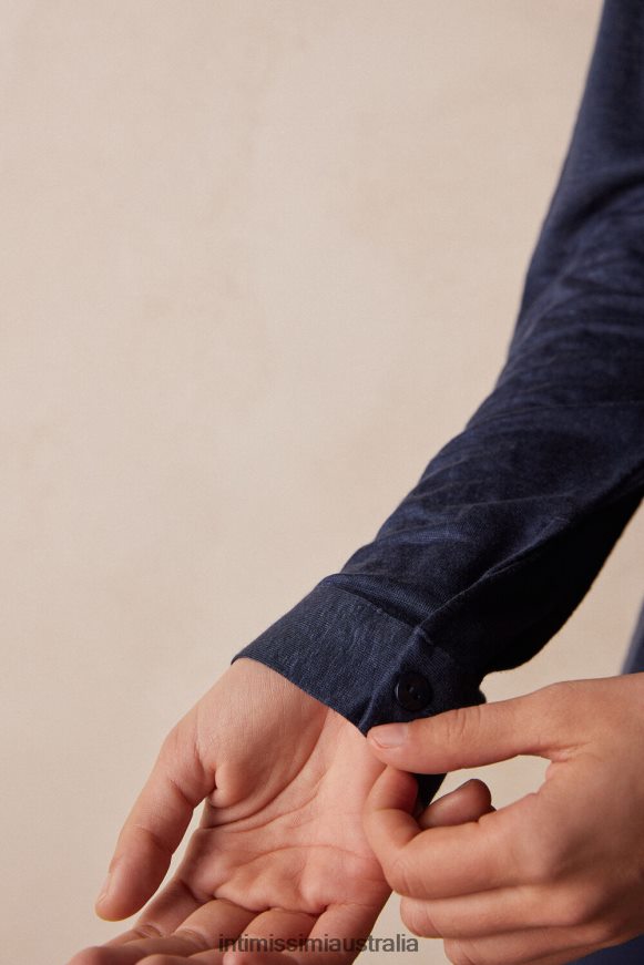 Intimissimi Women 243J-Sailor Blue Apparel 0RJT481299 Long-Sleeved Linen Shirt