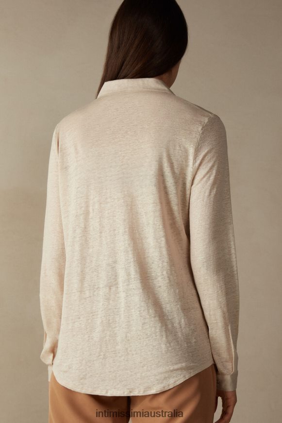 Intimissimi Women 913I-Beige Rope Apparel 0RJT481294 Long-Sleeved Linen Shirt