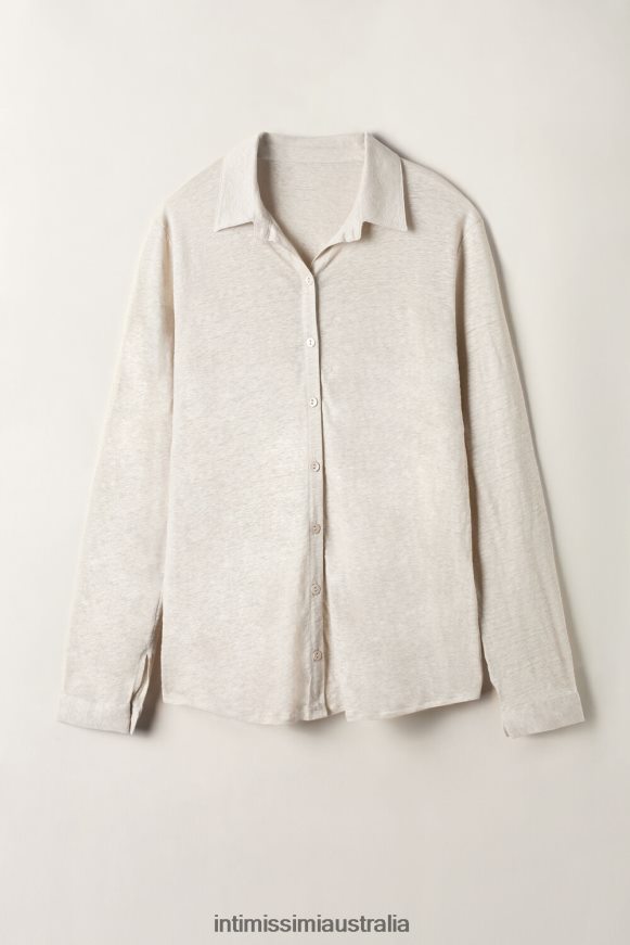 Intimissimi Women 913I-Beige Rope Apparel 0RJT481294 Long-Sleeved Linen Shirt