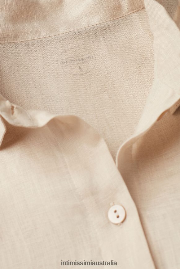Intimissimi Women 913I-Beige Rope Apparel 0RJT481295 Plain-Weave Linen Shirt