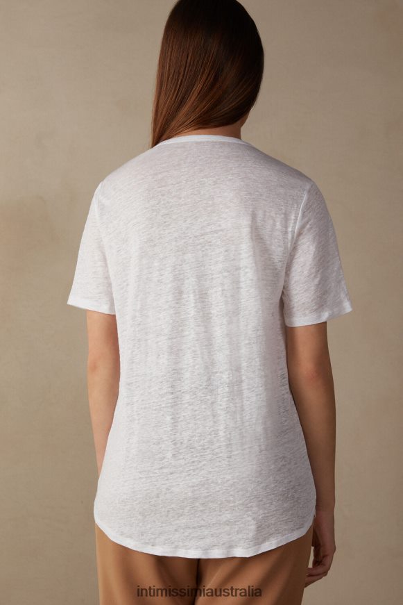 Intimissimi Women 001-White Apparel 0RJT481313 Linen Short-Sleeved Shirt