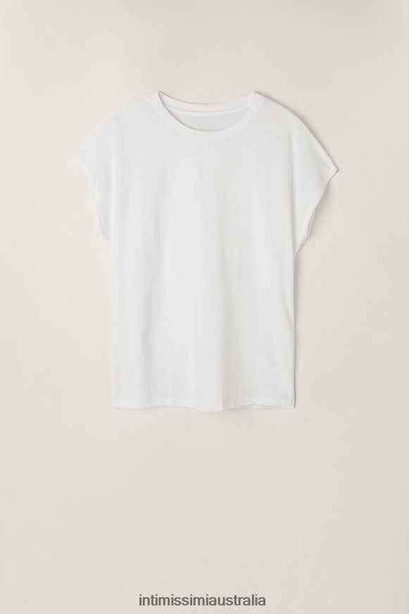 Intimissimi Women 001-White Apparel 0RJT481364 Short-Sleeved Crew-Neck Ultrafresh Supima Cotton Top