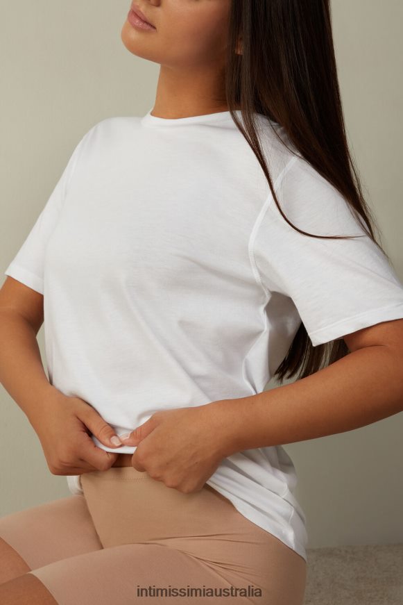Intimissimi Women 001-White Apparel 0RJT481422 Short-Sleeved Supima Cotton Top