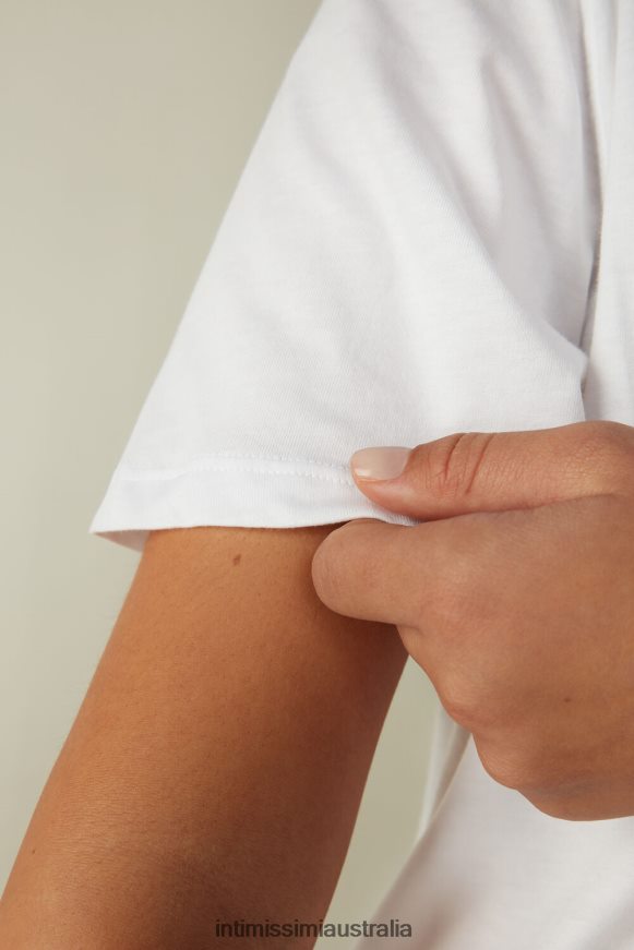 Intimissimi Women 001-White Apparel 0RJT481422 Short-Sleeved Supima Cotton Top