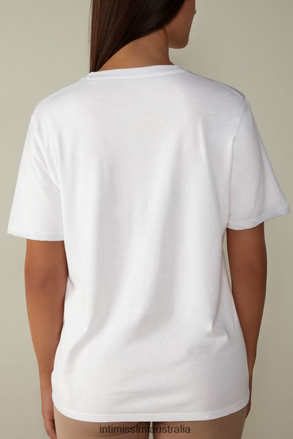 Intimissimi Women 001-White Apparel 0RJT481422 Short-Sleeved Supima Cotton Top