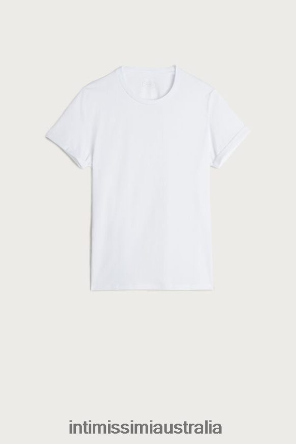 Intimissimi Women 001-White Apparel 0RJT481422 Short-Sleeved Supima Cotton Top