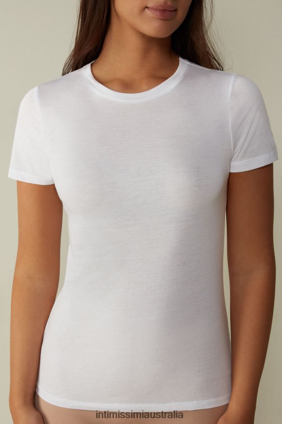 Intimissimi Women 001-White Apparel 0RJT481456 Short-Sleeve T-shirt in Ultrafresh Supima Cotton