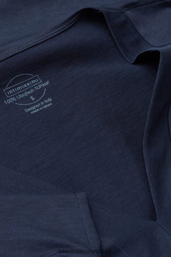 Intimissimi Women 1467-Intense Blue Apparel 0RJT481278 Short-Sleeved V-Neck Ultrafresh Supima Cotton Top