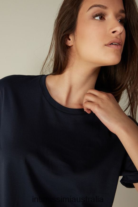 Intimissimi Women 1467-Intense Blue Apparel 0RJT481418 Short-Sleeved Supima Cotton Top
