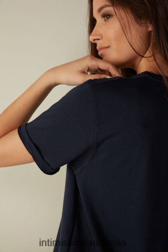 Intimissimi Women 1467-Intense Blue Apparel 0RJT481418 Short-Sleeved Supima Cotton Top