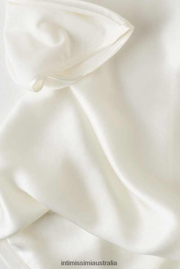 Intimissimi Women 2127-Powder White Apparel 0RJT481365 Short-Sleeved Silk and Modal Top