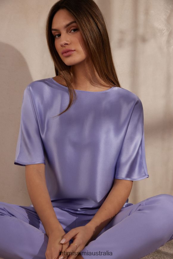 Intimissimi Women 212J-Sweet Lavender Apparel 0RJT481316 Short-Sleeved Silk and Modal Top