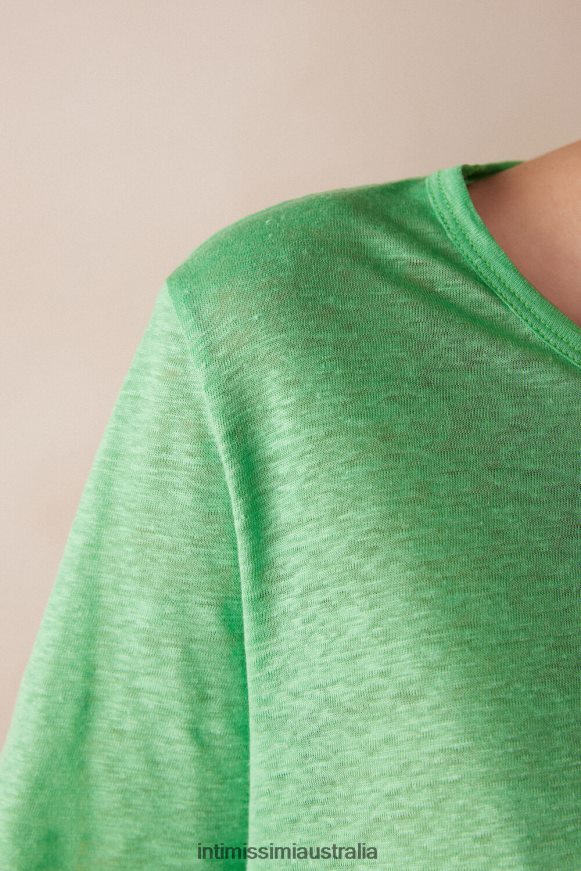 Intimissimi Women 218J-Apple Mint Apparel 0RJT481309 Linen Short-Sleeved Shirt