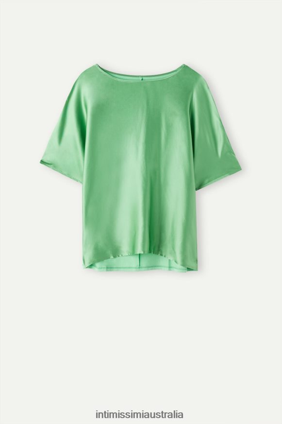 Intimissimi Women 218J-Apple Mint Apparel 0RJT481315 Short-Sleeved Silk and Modal Top