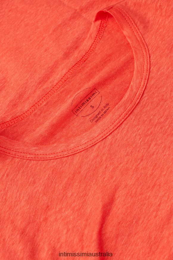 Intimissimi Women 219J-Flame Scarlet Apparel 0RJT481305 Linen Short-Sleeved Shirt