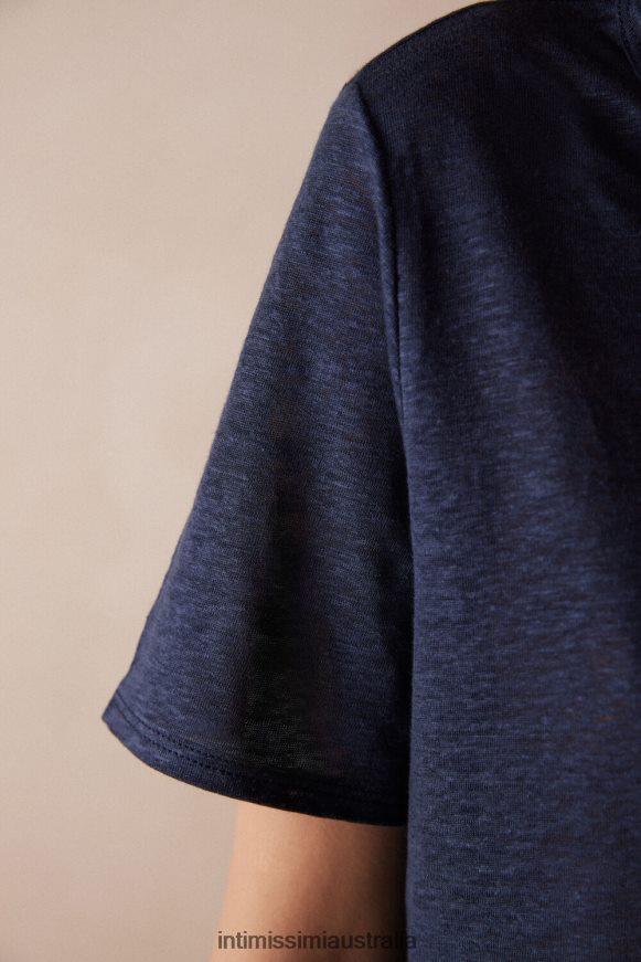 Intimissimi Women 243J-Sailor Blue Apparel 0RJT481301 Linen Short-Sleeved Shirt